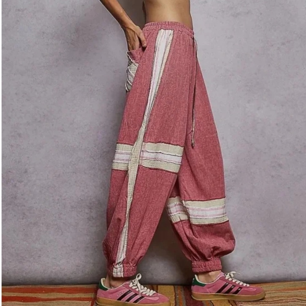 Pol Clothing Pink Patchwork Joggers - image 3